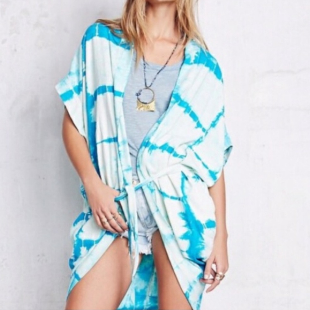 Free people tie dye kimono kaftan cover up top